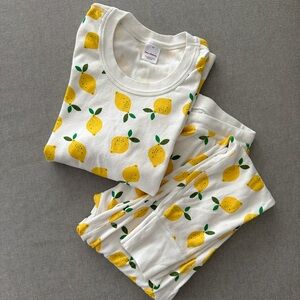 Hanna Andersson lemon long sleeve pants pajamas Xs